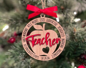 Teacher Ornaments / Gift For Teachers / Teacher Appreciation Gift / Teacher Apple Christmas Ornament / Thank You Gift For Teachers