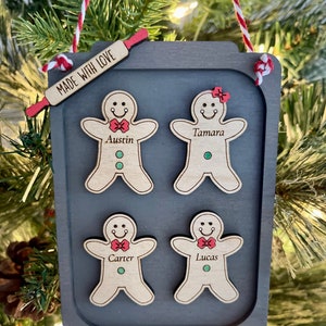 Personalized Gingerbread Family Christmas Ornament, Cookie Sheet Design