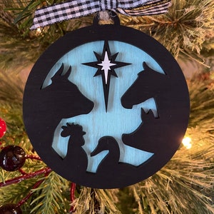 Farm Animal Christmas Ornament: Teal & Black Holiday Decor