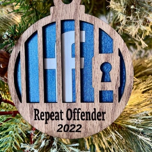 Facebook Jail Christmas Ornament/ Repeat Offender 2023 or 2024 / Funny Ornament / Gag Gift