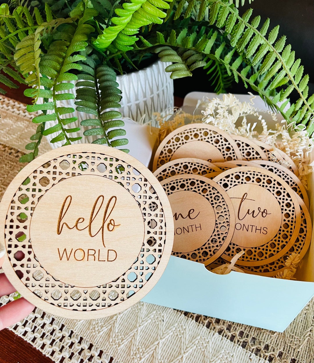 Personalized Baby Milestones; Hello World Milestone Markers Baby Shower ...