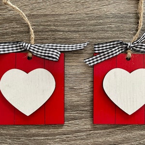 Valentines Day Ornaments/ Valentines Day Decor / Heart Ornaments / Farmhouse Valentine’s Day Decor