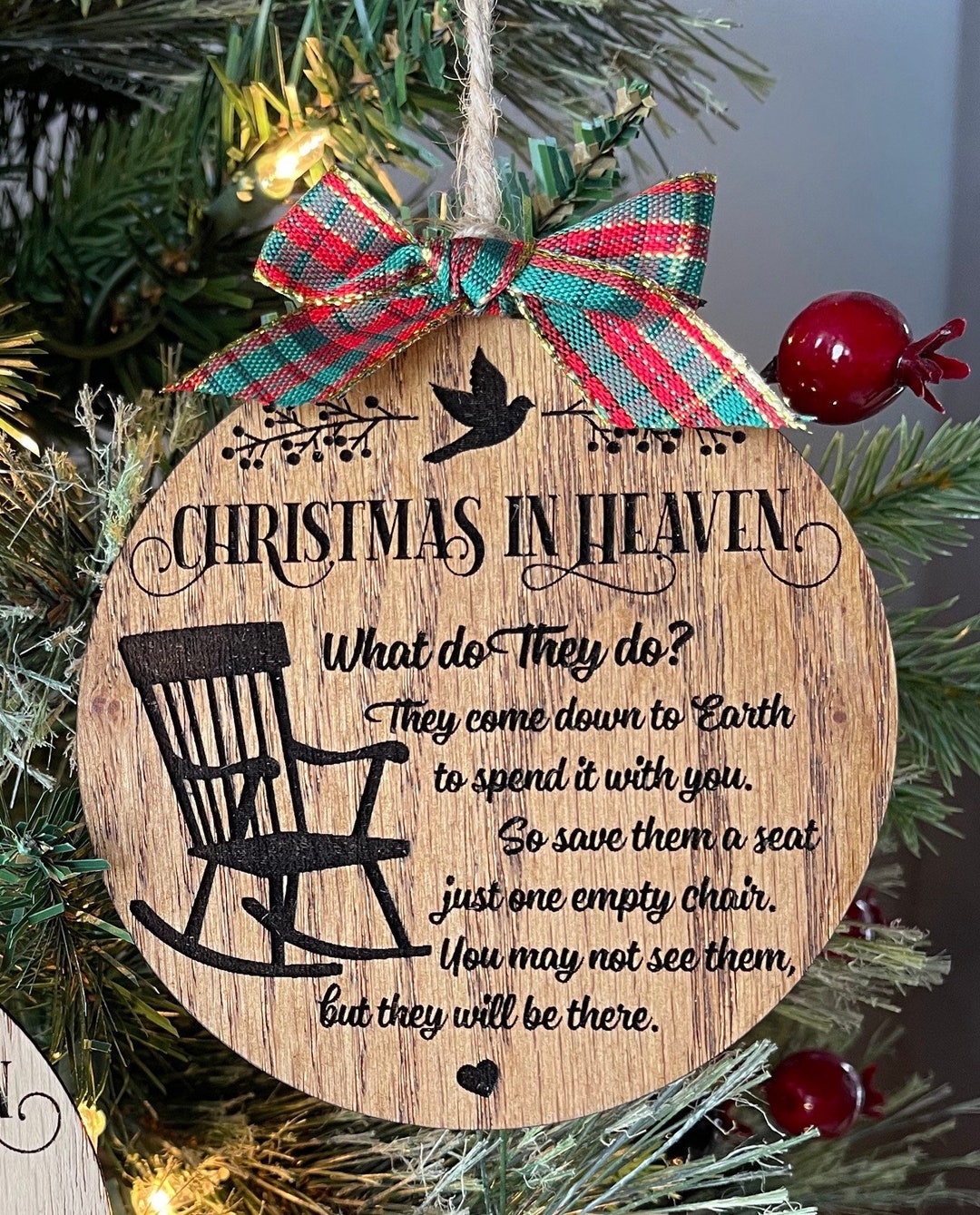 Memorial Ornament / Memorial Gift / Sympathy Gift / Christmas in Heaven