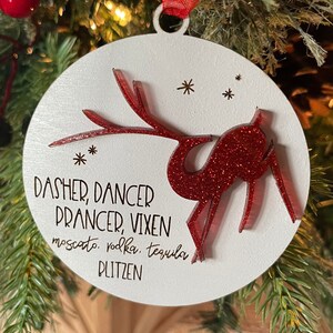 Funny Reindeer Christmas Ornament: Wine & Spirits Gift