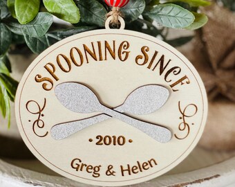 Husband & Wife Ornament / Spooning Since / Funny Couples Ornament / Spooning Christmas Ornament