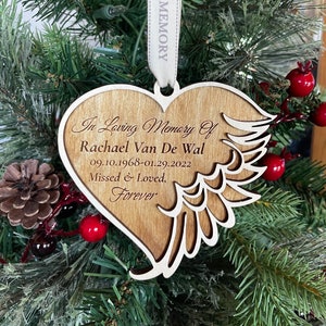 Heart & Angel Wing Memorial Ornament: In Loving Memory Gift