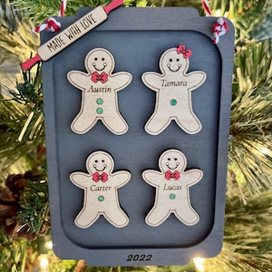 Personalized Gingerbread Family Ornament, Cookie Sheet Keepsake