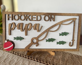 Hooked On Daddy Fishing Gift / Christmas Gift For Dad /Personalized Fathers Day Gift / Gift For Dads Who Love To Fish Handmade Personalized