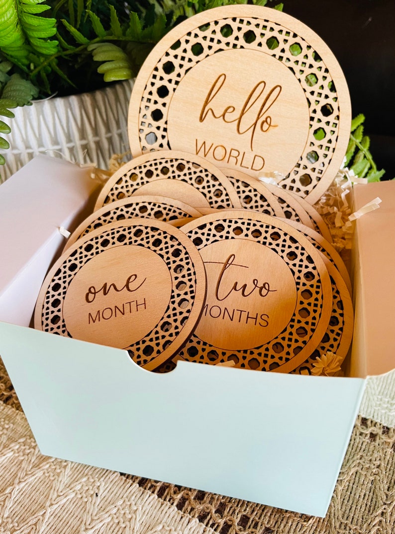 Helloworld Milestone Personalized Baby Milestones; Hello World Milestone Markers Baby Shower ...