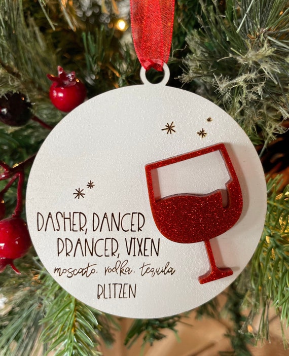 Funny Wine Christmas Ornament: Glitter Acrylic Wine Glass - Etsy