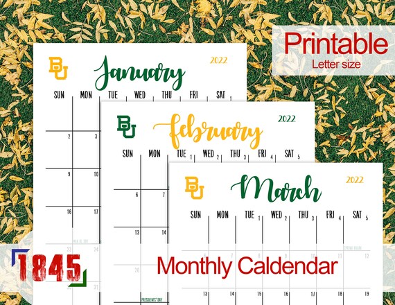 2022 Baylor Calendar Printable | Etsy