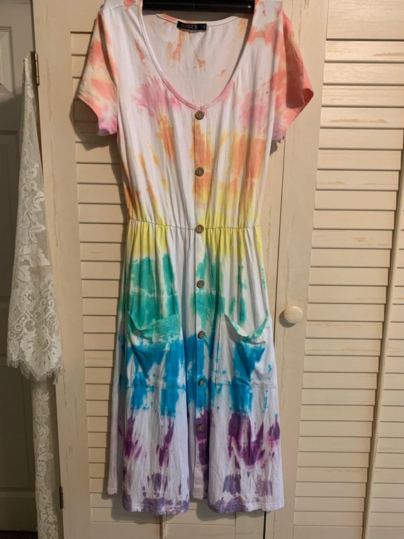 Custom Pastel Rainbow Tie Dyed Dress - Etsy UK