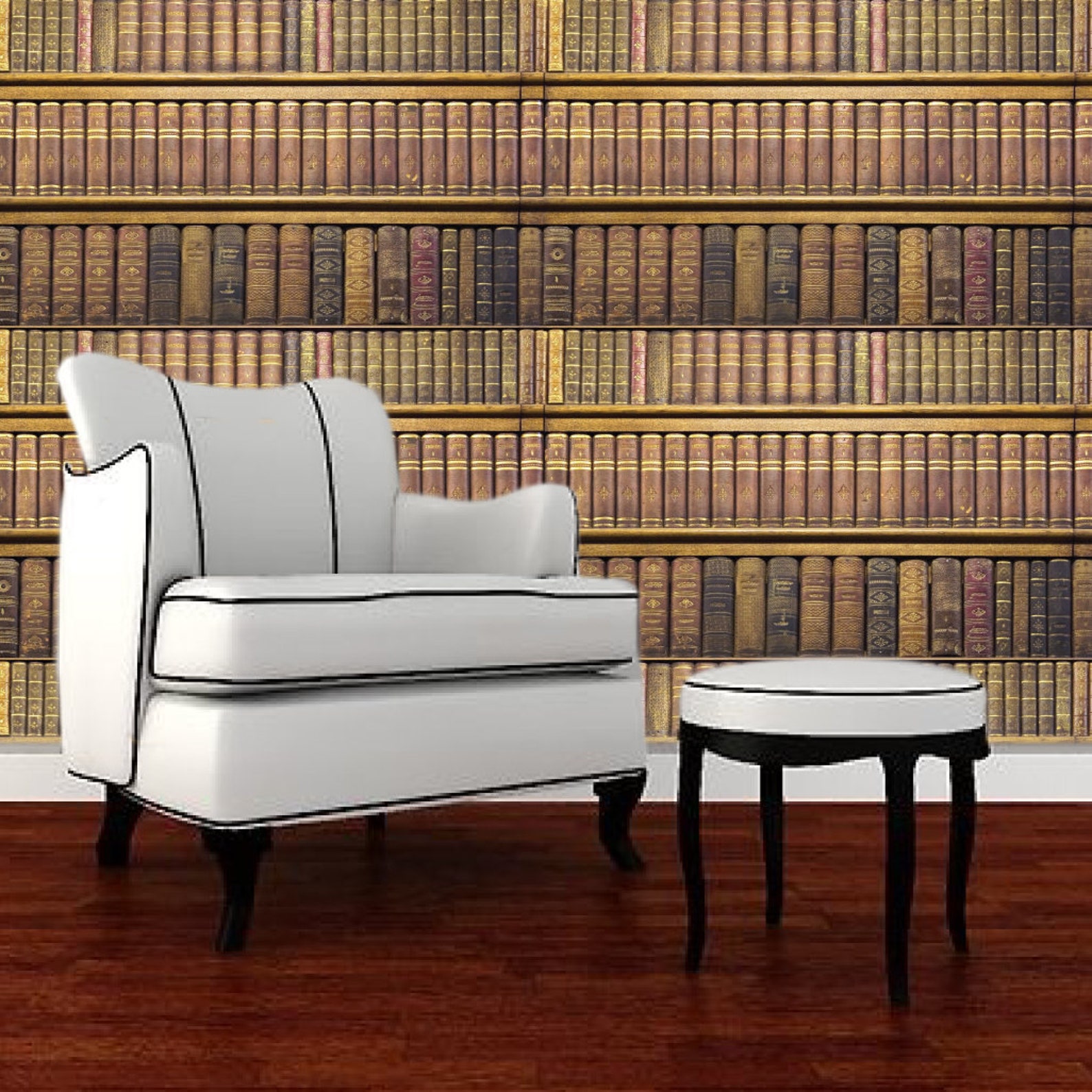 Rustic Book Wallpaper Decal Library Wallpaper mural Library Etsy