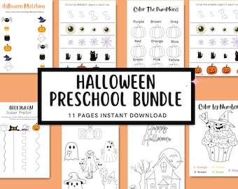 Printable Halloween Preschool Activity Bundle, Halloween Preschool Printable, Kid Activity, Homeschool Printable, Halloween Preschool Sheet