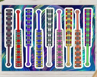 Macuahuitl Sticker Sheet Color Collection, Mexica, Aztec, Mesoamerican