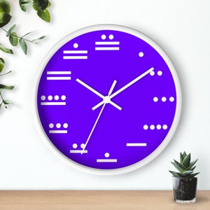Maya Numerals Wall Clock, Chakpuk&#39;e&#39;en Purple A, SILENT Movement, FREE Shipping, Mayan Clock