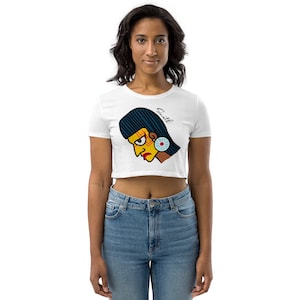 Siwatl (Woman), Nahuatl Language, Women&#39;s Organic Crop Top, Codex Style, Belly Shirt, Mexica, Aztec, FREE SHIPPING Worldwide