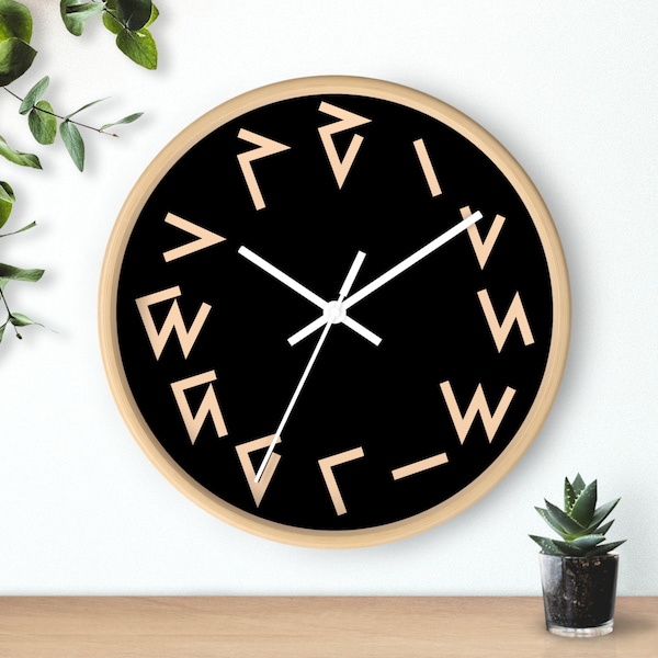 Kaktovik Iñupiaq Alaskan Native Numeral Wall Clock, Black, SILENT Movement, 10x10, FREE SHIPPING Worldwide