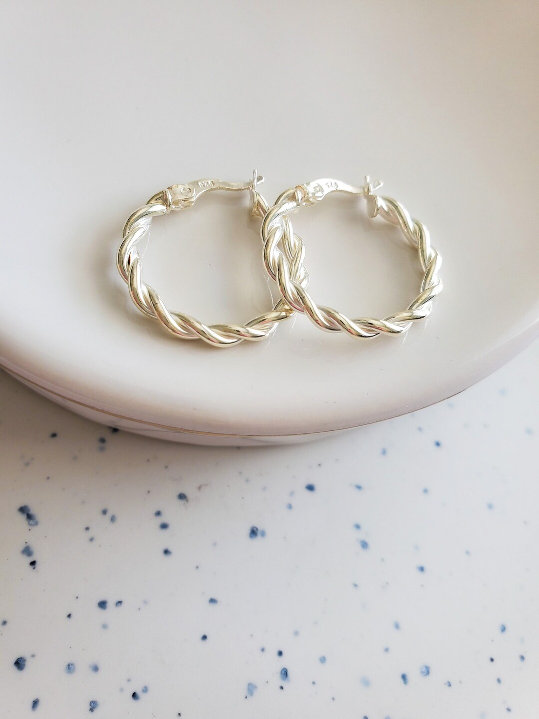 925 Sterling Silver Twisted Hoop Earrings 14k Gold Filled Twist Huggie Hoop Twist 3mm Hoop ...