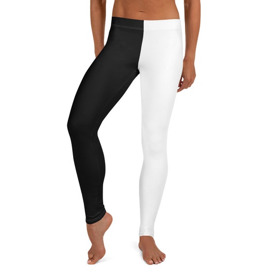 Black White Color Split Leggings 