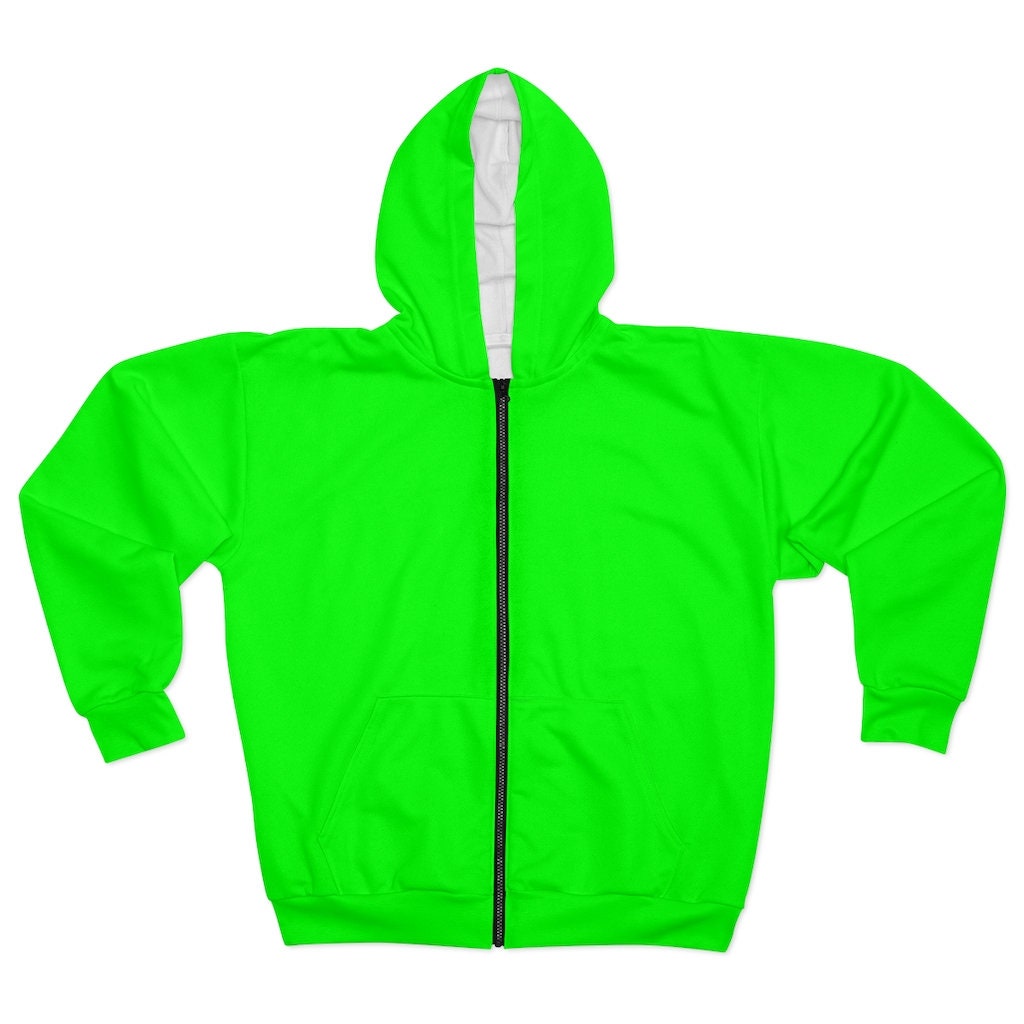 Unisex Neon Green Zip Hoodie Bright 
