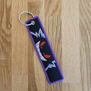 Gestickter Pokemon Schlüsselanhänger Keyring - Gengar