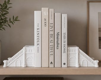Bokstödsset för bro, arkitektoniska bokstöd, bokhylledekor, present till bokälskare, bibliotekshylldekor
