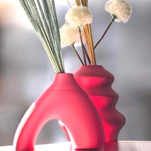 Modern Duo Vase Set – 3D Printed Decorative Vases, Dried Flower Holder, Minimalist Home Decor Gift