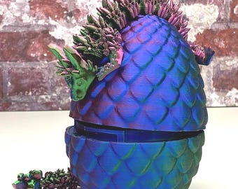 Articulated Dragon Toy with Egg | Posable Fidget | Stress-Relief Desk Decor | Unique Fantasy Gift