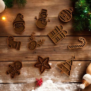 Christmas Cookie Cutters, Santa Claus, Snowman, Deer, Star, Gift, Christmas Tree
