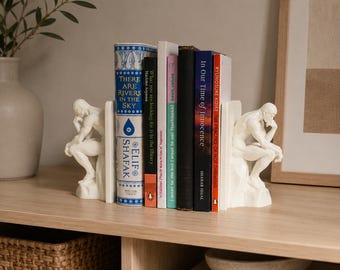 Thinking Man Bookends, Philosophy Gift, Sculptural Holder, Library Decor, Office Shelf Accent