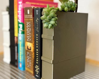 Boekvormige plantenbak voor boekensteun met reservoir | Unieke plankdecoratie voor thuis en op kantoor