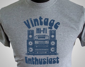 Vintage Hi Fi Enthusiast T Shirt (Grey)