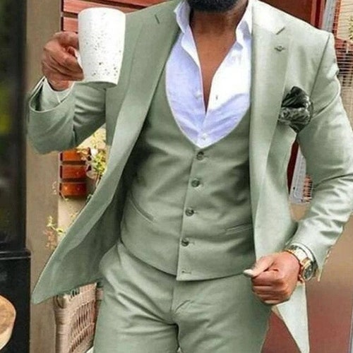 Men Suits Sage Green 3 Piece Slim Fit Elegant Formal Fashion - Etsy