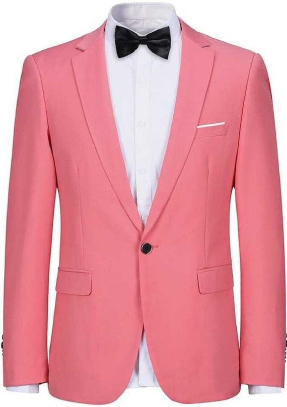 Men Pink Solid Slim Fit Formal Blazer