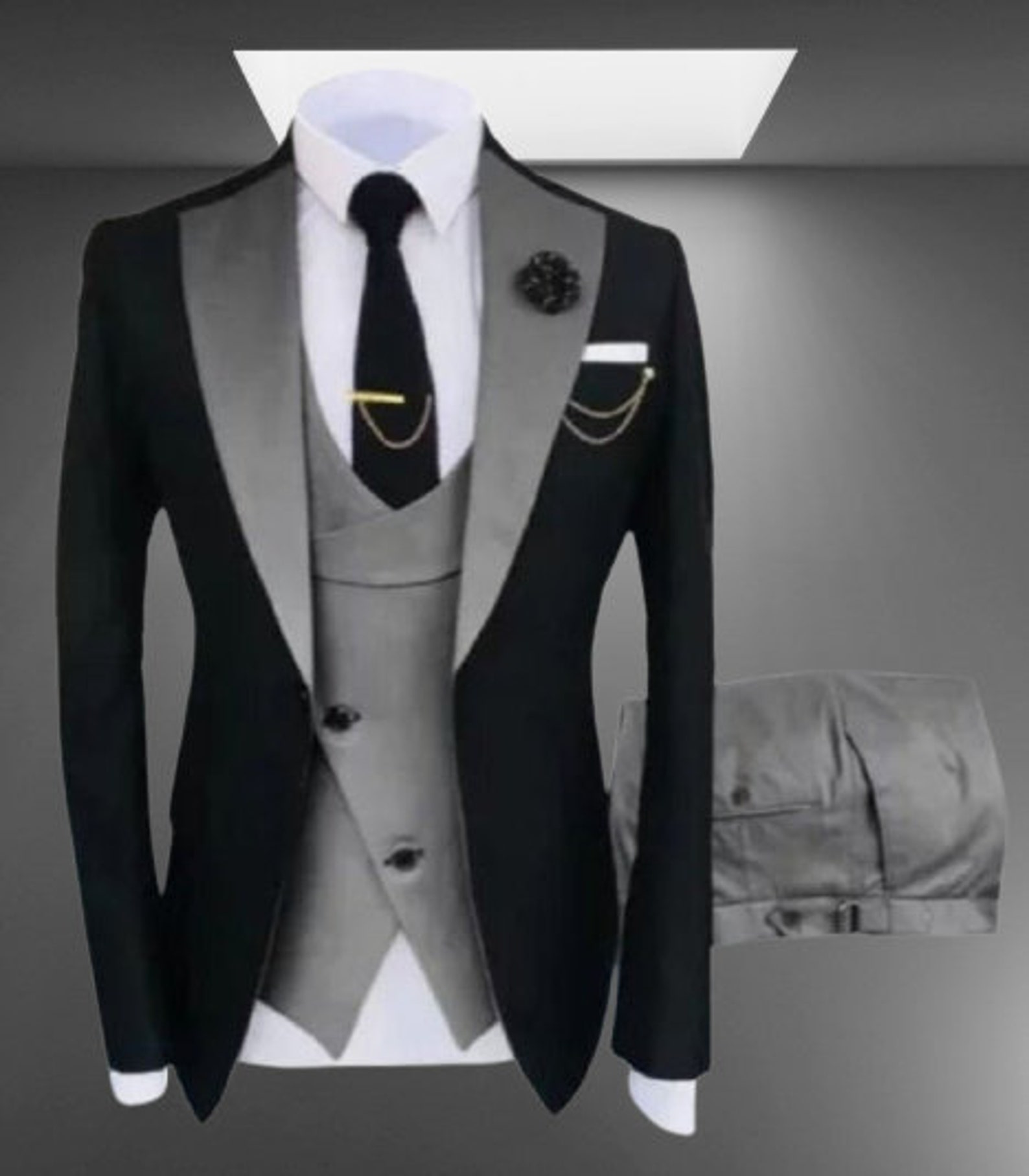 Indian New Design Men Suits 3 Piece Designer Tuxedo Black and - Etsy