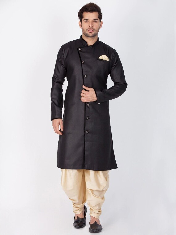 Indian Men Black Cream Colored Sherwani With Dhoti Pants Designer Sherwani Jhodpuri Traditional Religious Wear Wedding Dress Shewani Men Etsy Canada