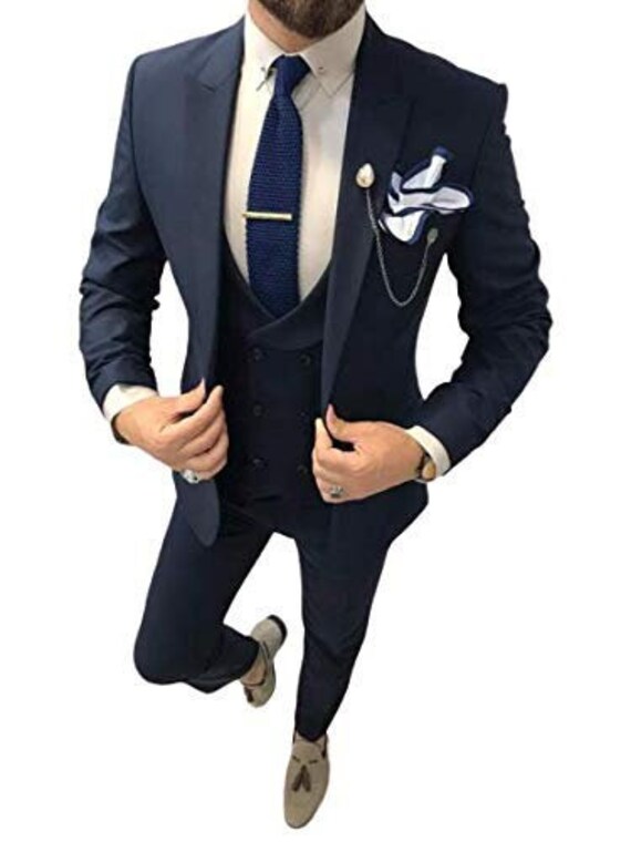 Men s Suit Slim Fit 3pcscoat pant waistcoat Men Suits Men Blue Designer Luxury Formal Fashion 3 Piece Wedding Party Wear Groom Suit Etsy Ireland