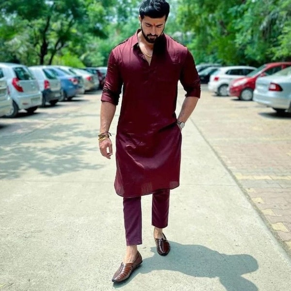 Ethnics Wear, Men's Kurta Pajama, Men's Garments, Men's Top Bottom Set , Indian Tradition,Mahroon Colour kurta Pajama Set , Indian fashion