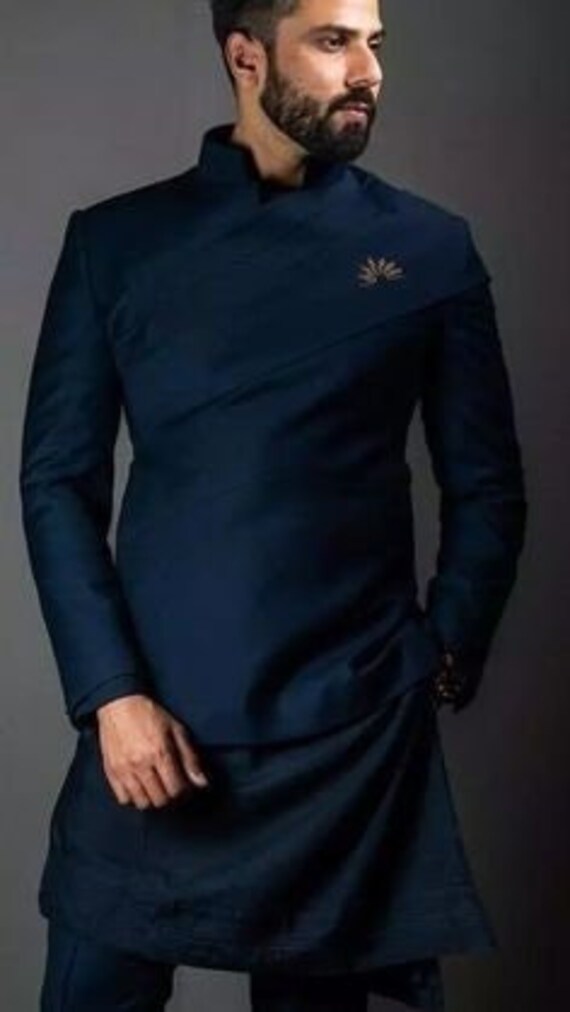 Indian Men s Cotton Kurta navy Blue Cotton Kurta and Pajama Set for Men Men Cotton Kurta for Wedding Partywear Cotton Fancy Kurta Pajama Etsy Canada