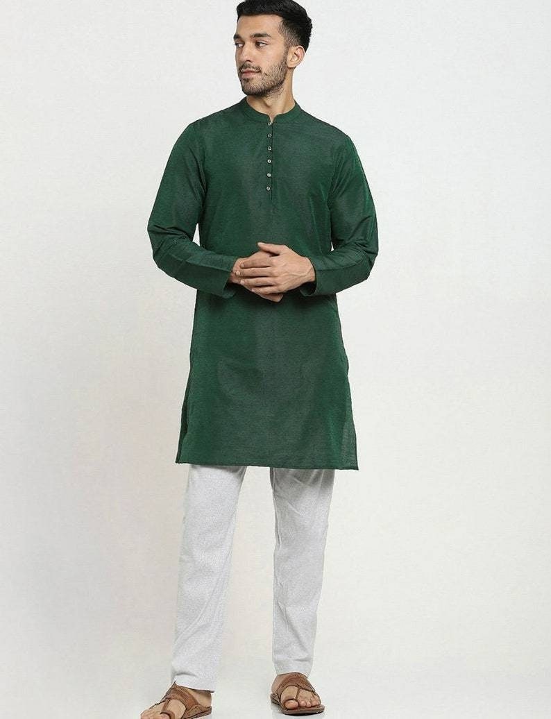 Green white kurta pajama sale