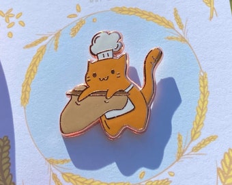 Orange Cat Enamel Pin, Little Baker Cat, Cute Gift for Bakers and Cat Lovers