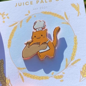 Orange Cat Enamel Pin, Little Baker Cat, Cute Gift for Bakers and Cat Lovers