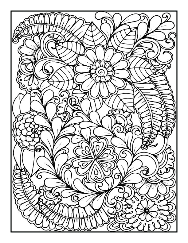 5 Floral Coloring Pages/adults/digital Download 3 - Etsy
