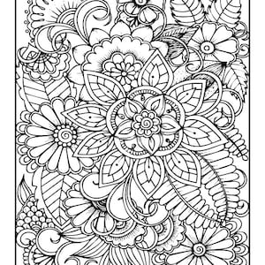 5 Floral Coloring Pages/adults/digital Download 3 - Etsy