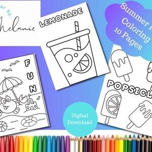 Summer Fun Coloring Pages for Kids & Adults - 10 Unique Designs - Instant Download - Stress Relief-Perfect for All Ages!