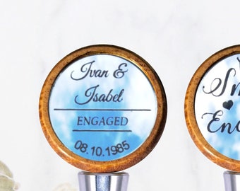 Personalized Gift for Newly Engaged Couple. Personalized Wine Silver Bottle Stoppers.  Unique Wine stopper and opener beer. Engagement Gift