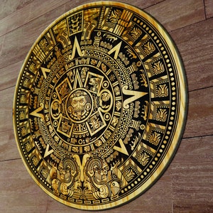 Aztec Calendar Engraved On Wood Sign. Aztec Calender Wall Art image 10