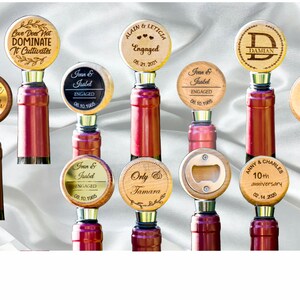 Personalized Wine Stoppers. Wine Stopper Gold Mirror Personalized Gift for Newly Engaged Couple. Unique Wine stopper and opener beer. Gift image 6