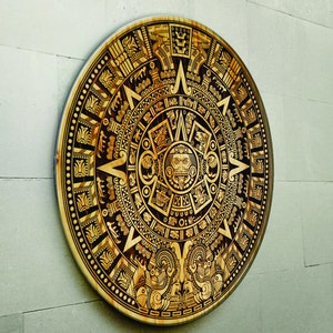 Aztec Calendar Engraved On Wood Sign. Aztec Calender Wall Art image 8